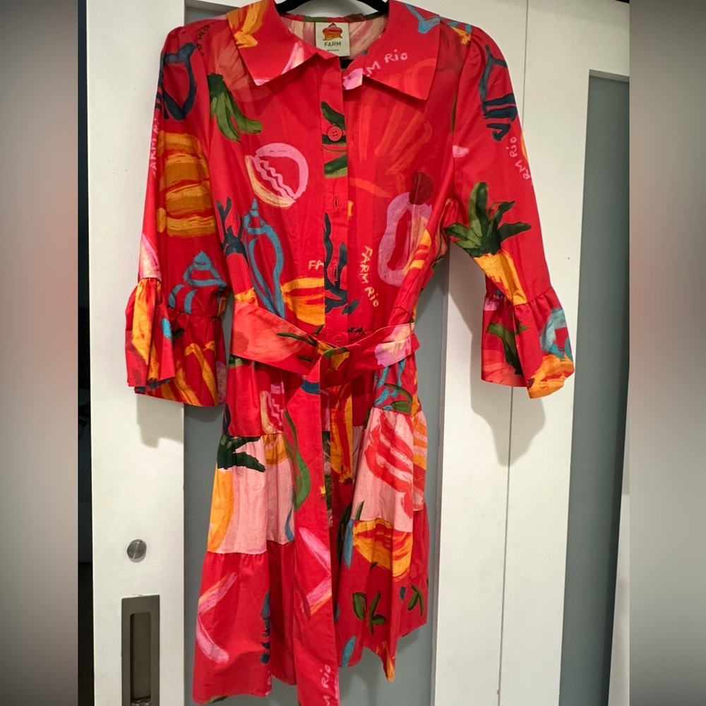 FARM Rio Red Multicolor Midi Dress